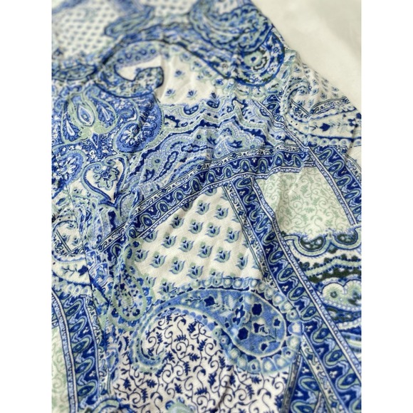 Zara high‎ Waisted Blue White Paisley Patch Look Wide Leg Trouser Pants Size M - Picture 7 of 16